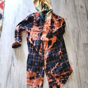 Jaded Gyspy  Long hooded Flannel shirt
